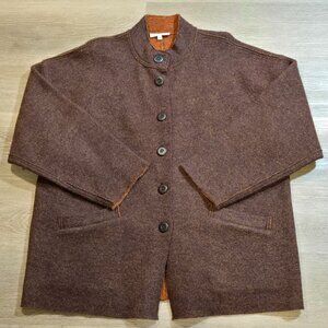 Bryn Walker 100% Wool Coat Women's Size Large Brown Jacket Pockets RARE EUC